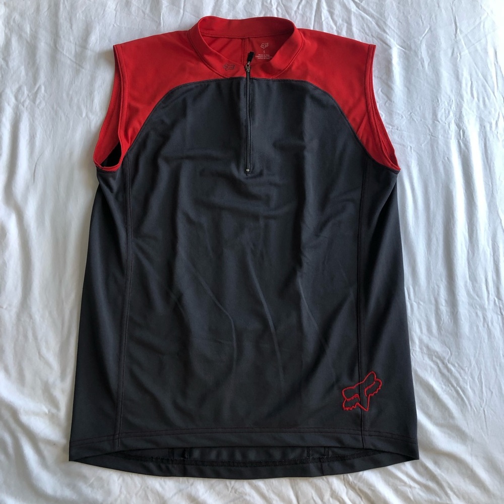 EUC Vintage Fox red & gray sleeveless cycling